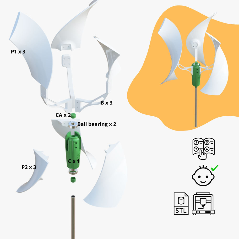 Progetto 3D Pala Eolica Modellino Didattico | File STL per Stampa 3D